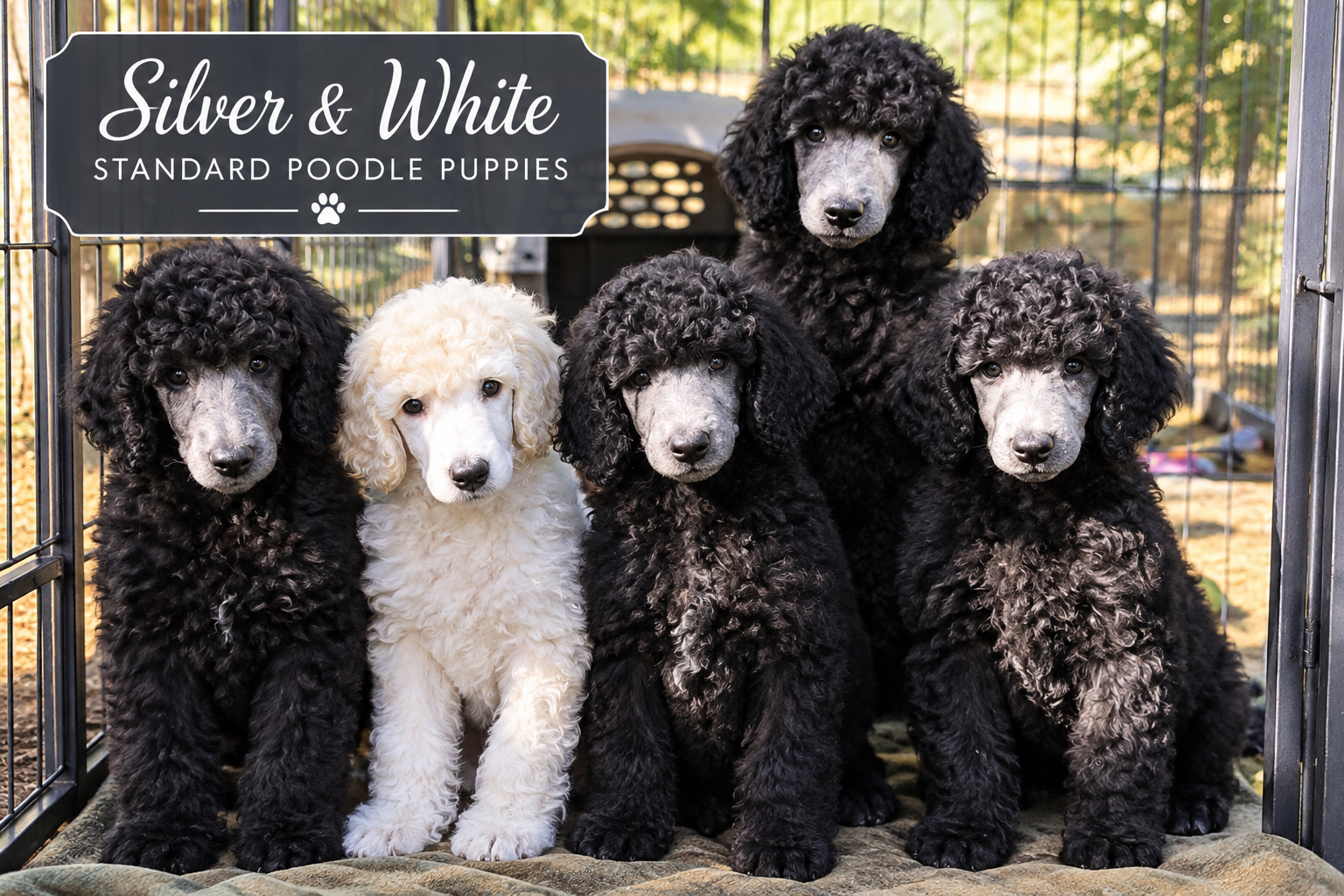 Silver & White Standard Poodle Puppies